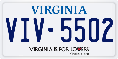 VA license plate VIV5502