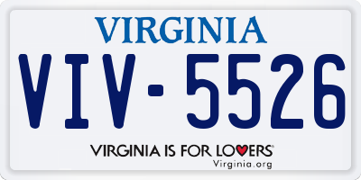 VA license plate VIV5526