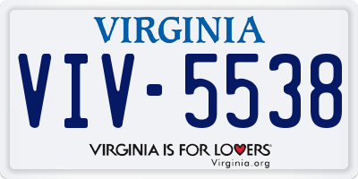 VA license plate VIV5538