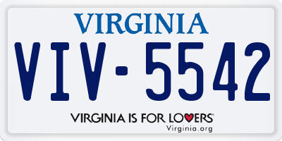 VA license plate VIV5542