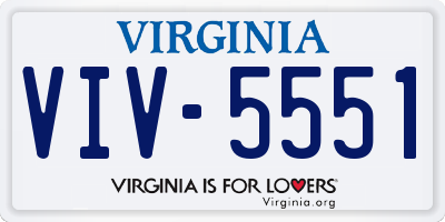 VA license plate VIV5551