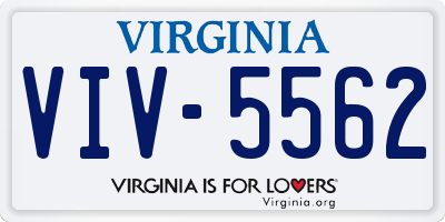 VA license plate VIV5562