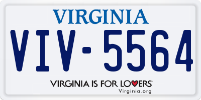 VA license plate VIV5564
