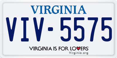 VA license plate VIV5575