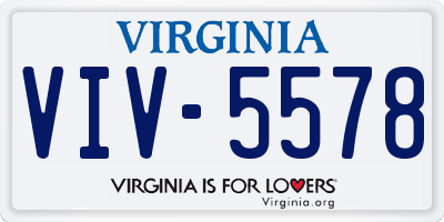 VA license plate VIV5578