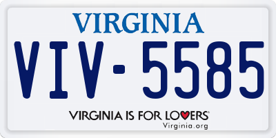 VA license plate VIV5585