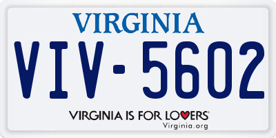 VA license plate VIV5602