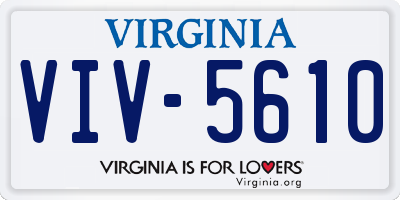 VA license plate VIV5610