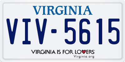 VA license plate VIV5615