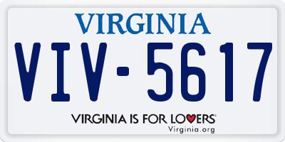 VA license plate VIV5617