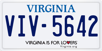 VA license plate VIV5642