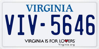VA license plate VIV5646