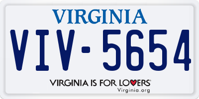VA license plate VIV5654