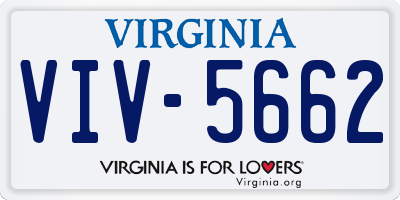 VA license plate VIV5662