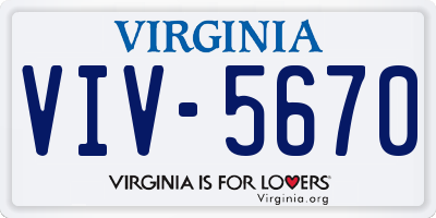 VA license plate VIV5670