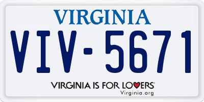 VA license plate VIV5671