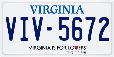 VA license plate VIV5672