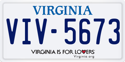 VA license plate VIV5673