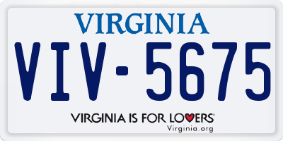 VA license plate VIV5675