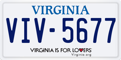 VA license plate VIV5677