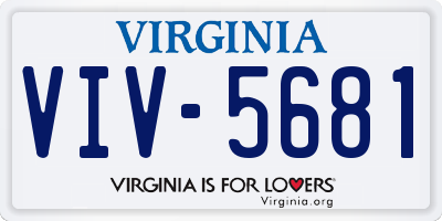 VA license plate VIV5681