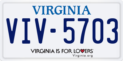 VA license plate VIV5703
