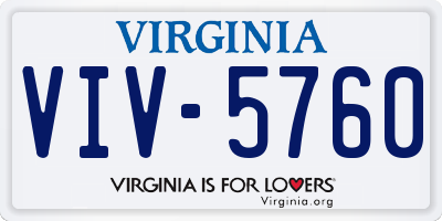 VA license plate VIV5760