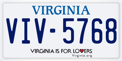 VA license plate VIV5768