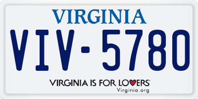 VA license plate VIV5780