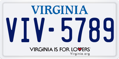 VA license plate VIV5789