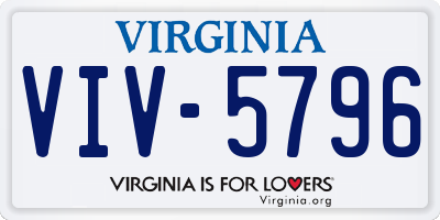 VA license plate VIV5796
