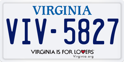 VA license plate VIV5827