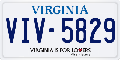 VA license plate VIV5829