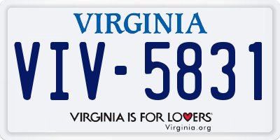 VA license plate VIV5831