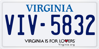 VA license plate VIV5832