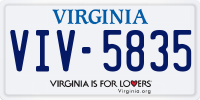 VA license plate VIV5835