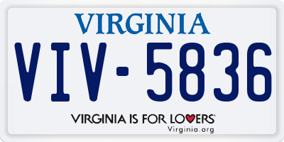 VA license plate VIV5836