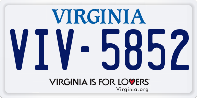 VA license plate VIV5852