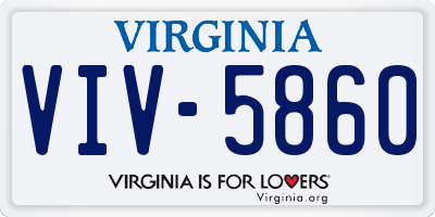 VA license plate VIV5860