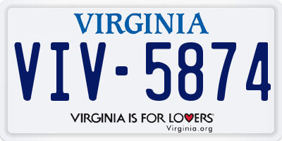 VA license plate VIV5874