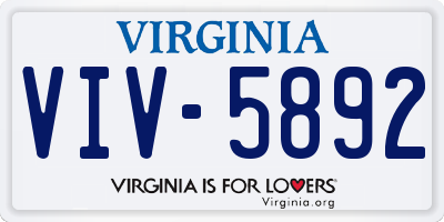 VA license plate VIV5892