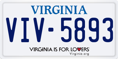 VA license plate VIV5893