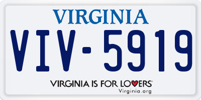 VA license plate VIV5919