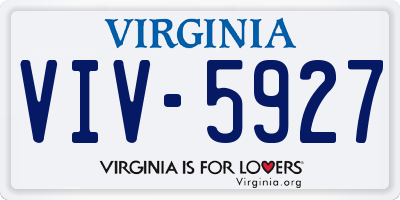 VA license plate VIV5927