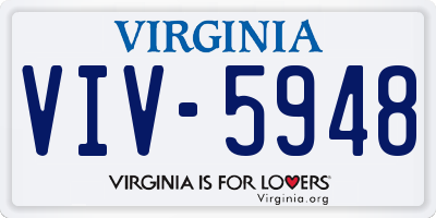 VA license plate VIV5948