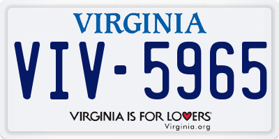 VA license plate VIV5965