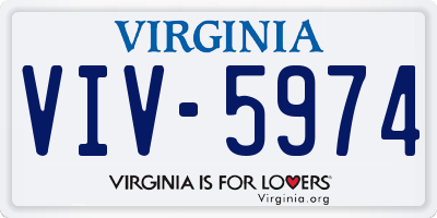 VA license plate VIV5974