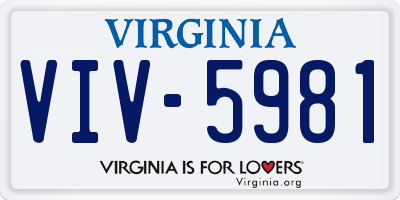 VA license plate VIV5981