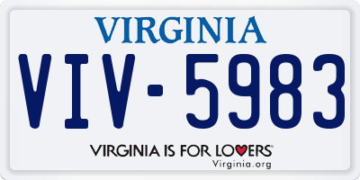VA license plate VIV5983
