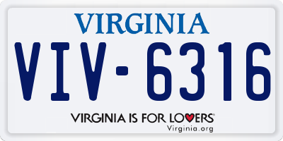 VA license plate VIV6316